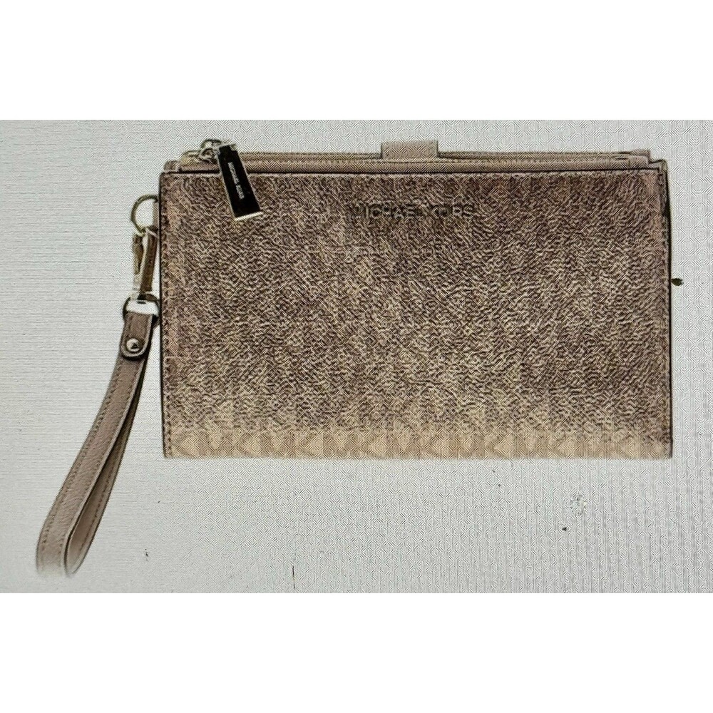 Michael Kors Jet Set Travel Large Double Zip Wristlet Rose Gold EUC